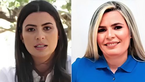 Damária (blusa Branca) e Leidiane (blusa azul)