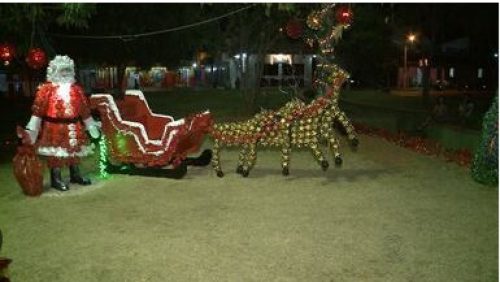 papai noel rena e treno